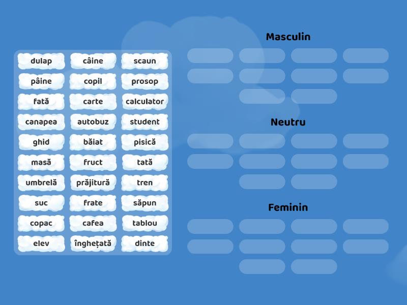 5 substantive la genul neutru