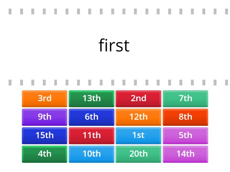 Ordinal numbers - Find the match