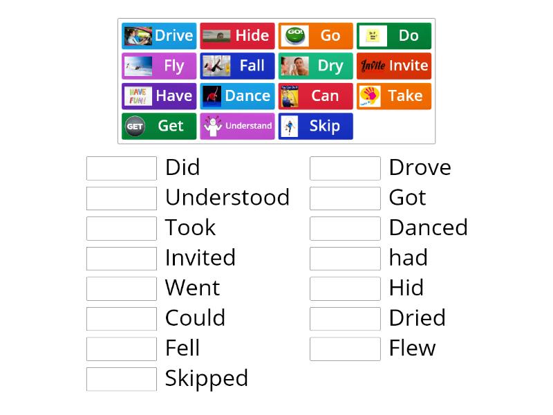 Common Past Simple verbs (YLE Movers) / Regular and irregular verbs ...