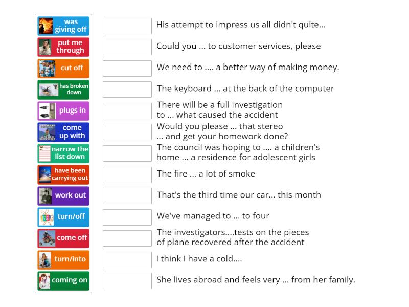 Destination B2 Unit 6 Phrasal verbs - Match up