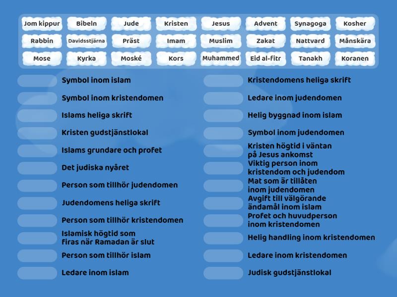 Puls SO 5 - Judendom, kristendom och islam - Match up