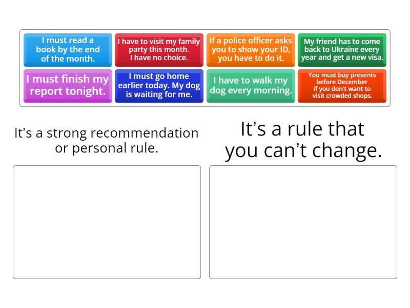 Modal verbs - Group sort