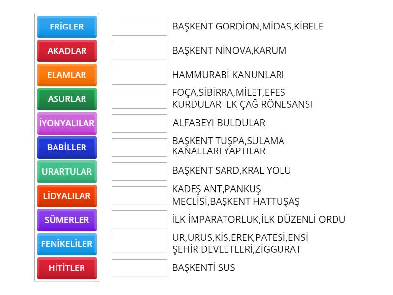 İLK ÇAĞ UYGARLIKLARI - Match up