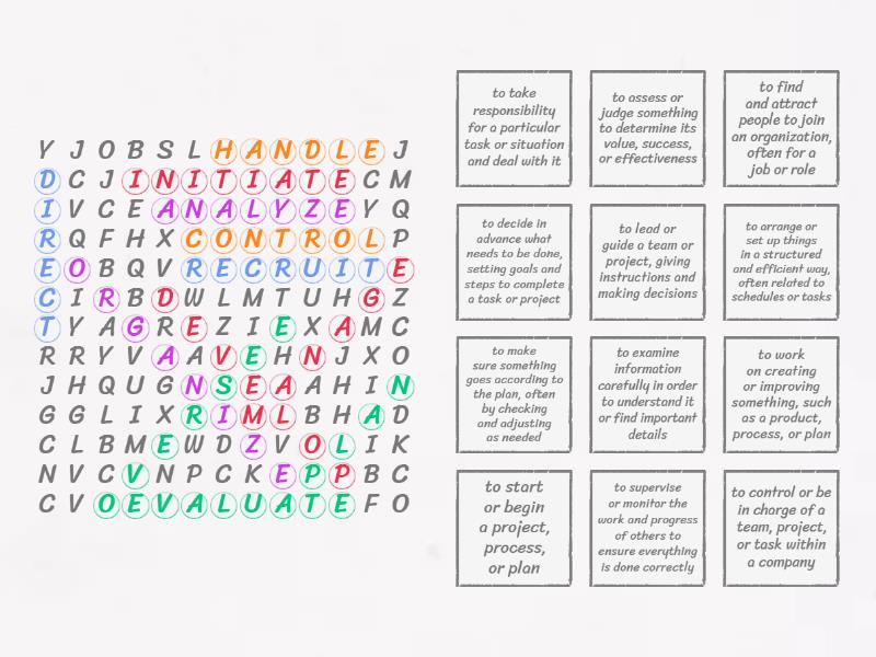 BE_B1_Discussing Job Roles and Responsibilities VERBS - Wordsearch