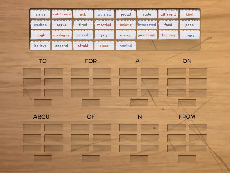 Dependent Prepositions - Group sort