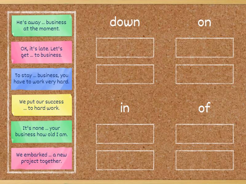 Advanced Expert Module 8A Vocabulary Prepositions - Group sort