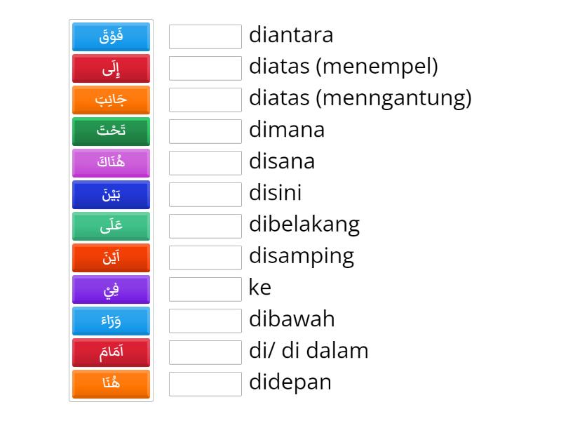 Bahasa Arab keterangan tempat/ posisi - Match up