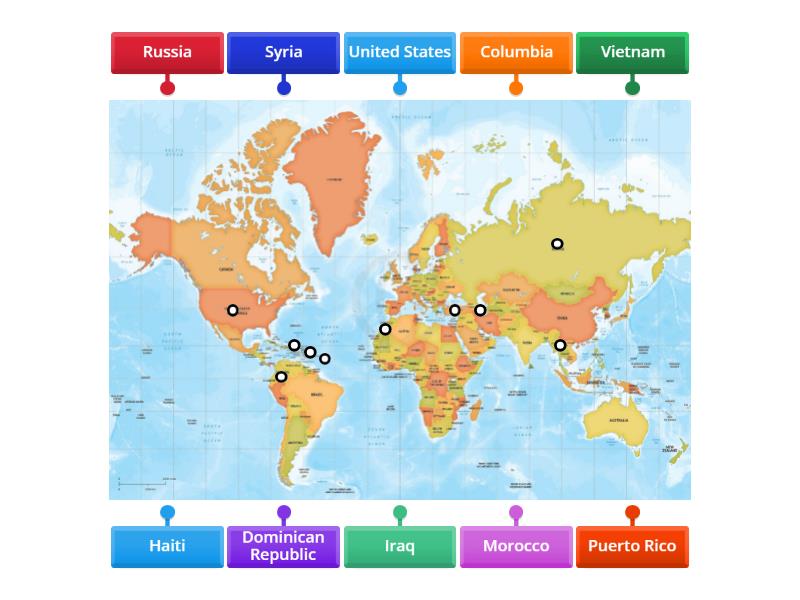 World Map - Labelled diagram