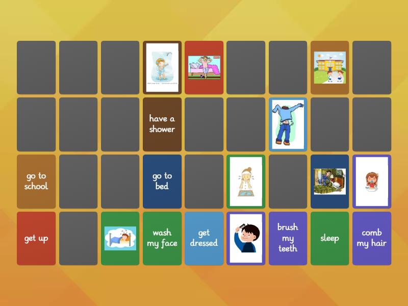 Daily Routines Matching Game - Matching pairs