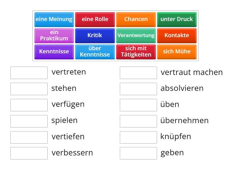 Nomen-Verb-Verbindungen - Match up