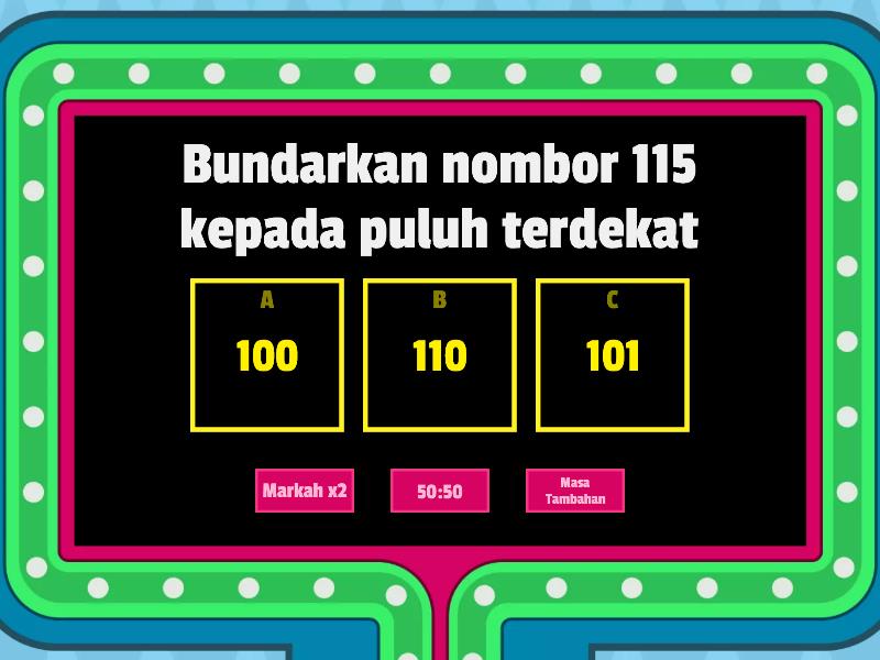 Bundar Nombor Tahun 3 Gameshow Quiz