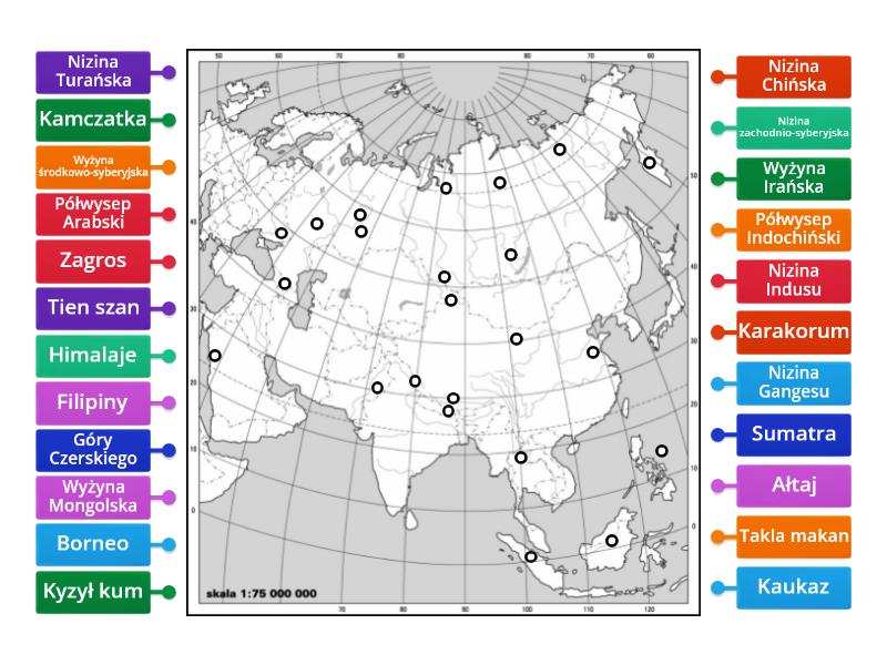 Mapa Azji Rysunek Z Opisami 5173