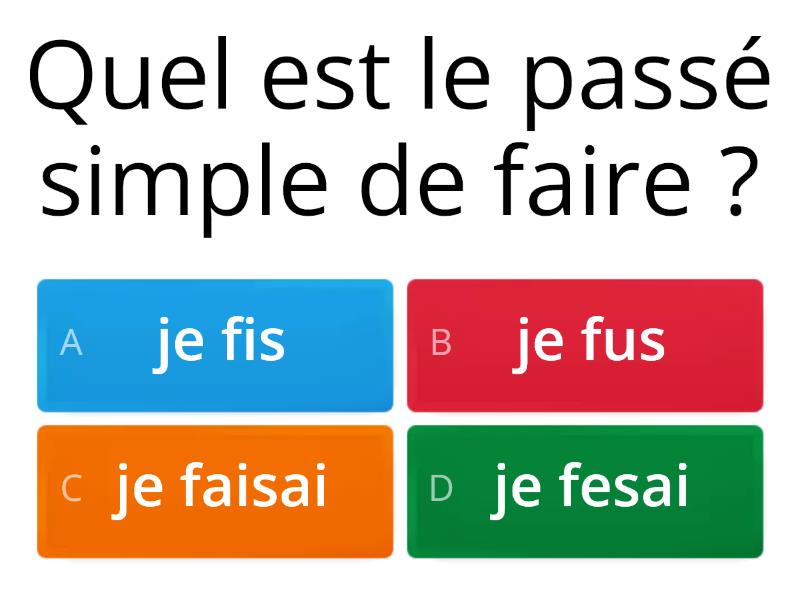 LE PASSE SIMPLE Et L'IMPARFAIT - Quiz