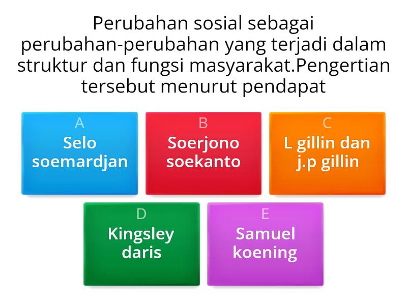 Bentuk-bentuk Perubahan Sosial [putriana] - Quiz