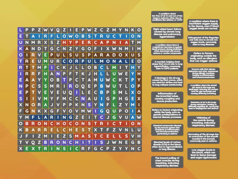 Obstructive Lung Diseases - Wordsearch