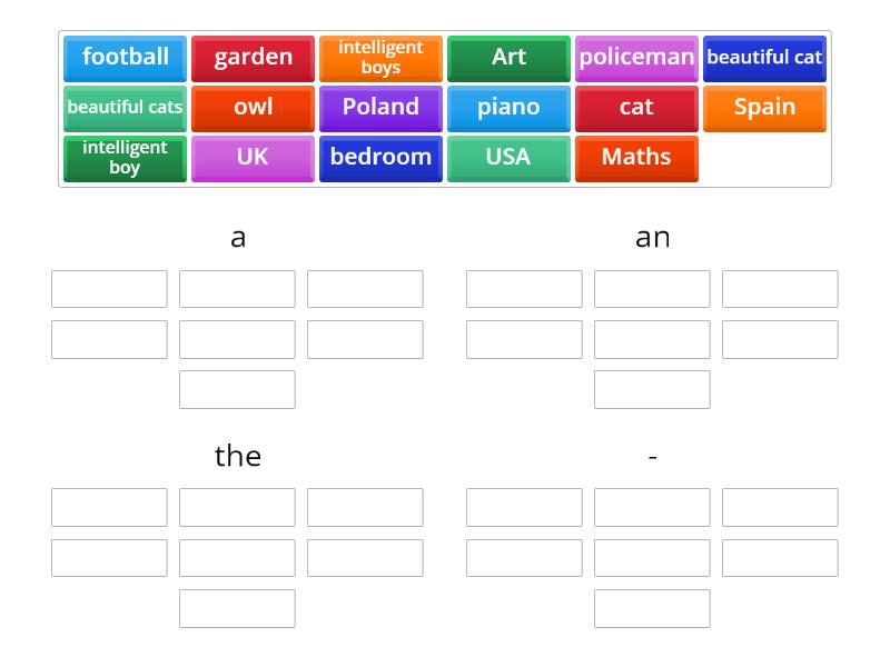 a an the - - Group sort