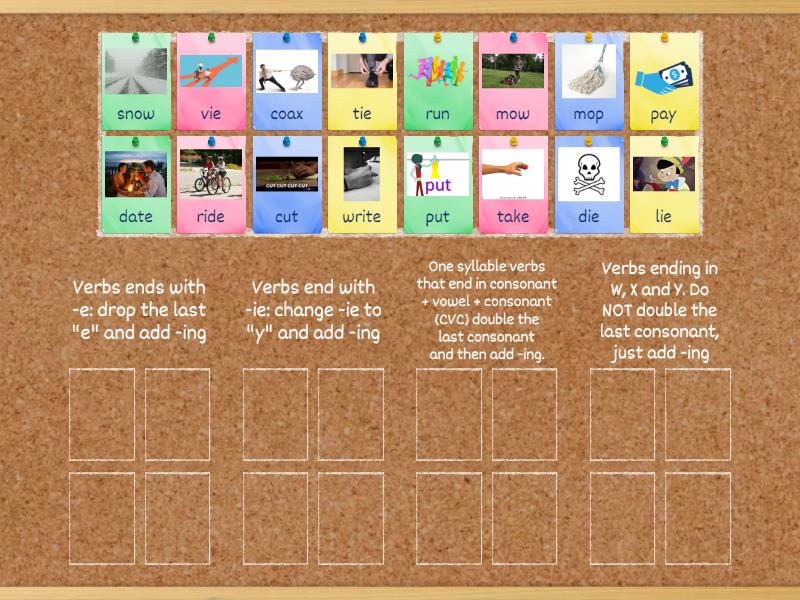 Present Continuous Spelling Rules - Group sort