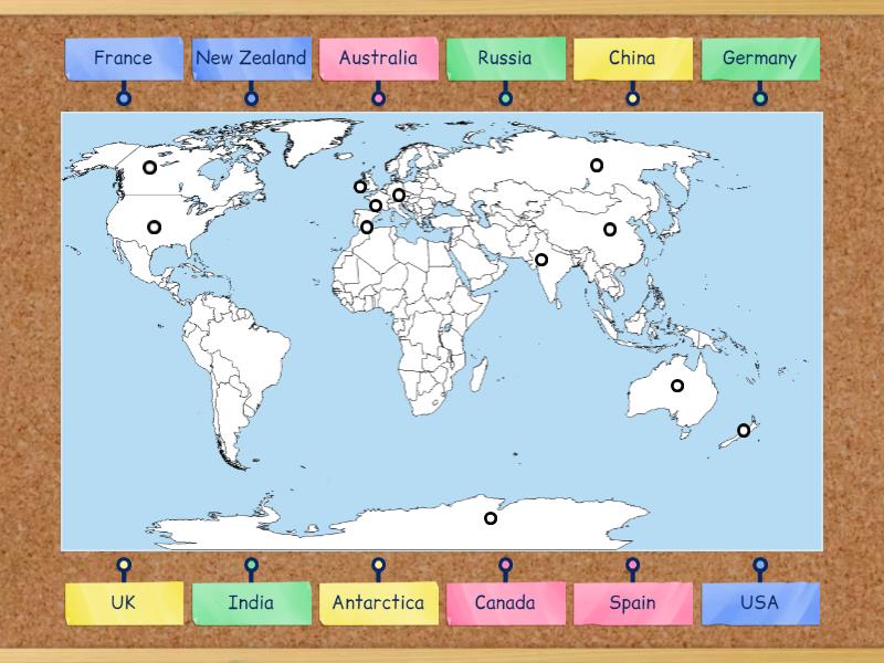 world map - Labelled diagram