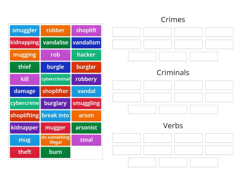 GW ttw B1 Unit 2 Crimes, criminals, verbs - Group sort