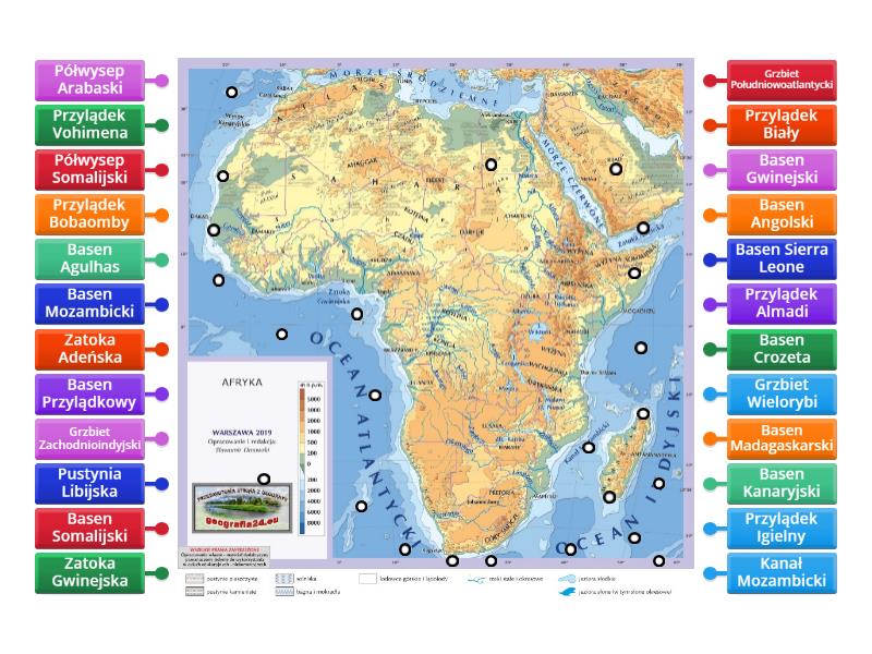 Mapa fizyczna Afryki cz. 2 - Labelled diagram