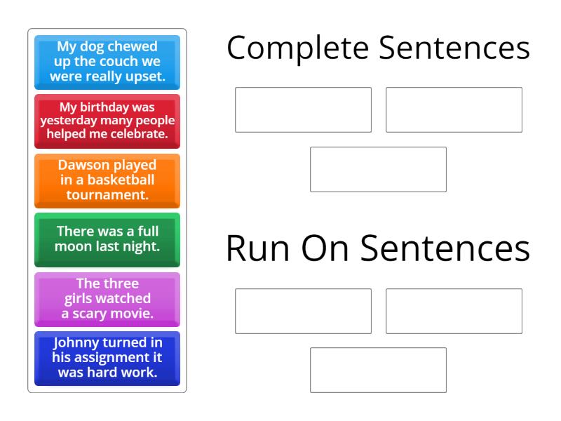 Complete sentences or predicates - Group sort