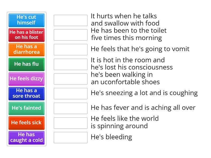 Conditions and symptoms (EF Upper 2A) - Match up