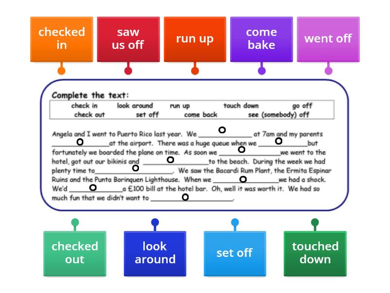 Phrasal verbs related to travel task 2 - Labelled diagram
