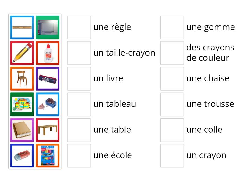 Les objets de l'ecole - Match up