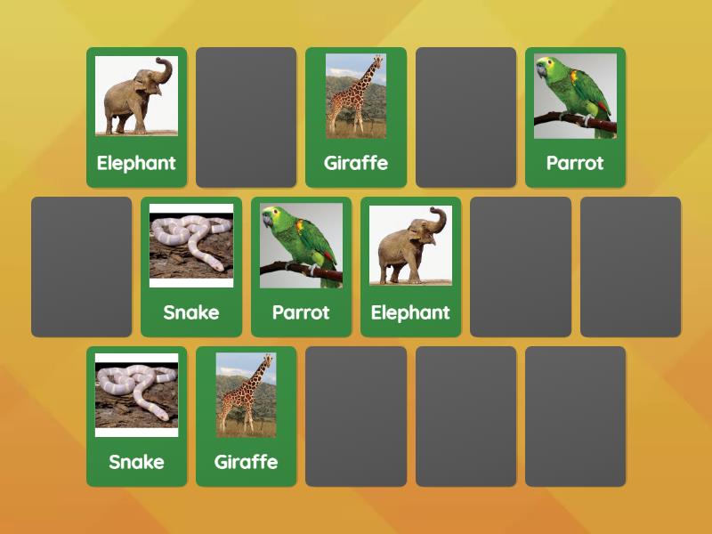 Memory Game Animals - Matching pairs