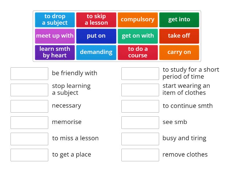 Focus 2 Unit 5 words - Match up