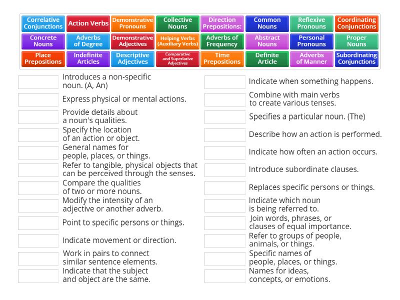 Word Classes - Match up