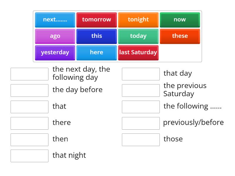 reported speech words - Match up