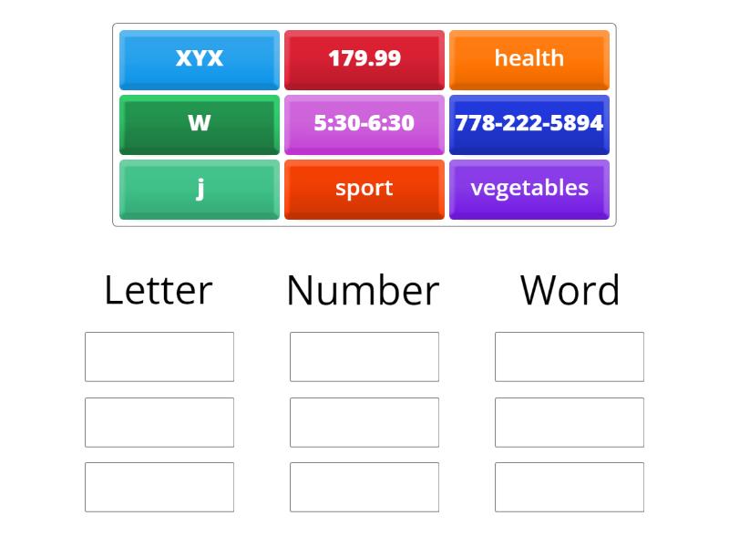 Letters vs. Numbers vs. Words Group sort