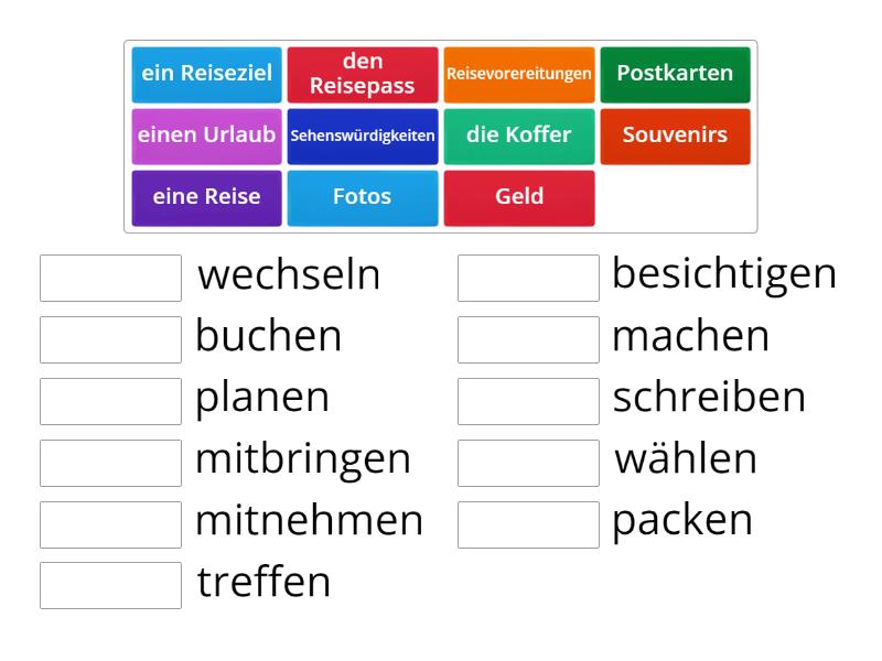 Wortschatz Reisen - Match up