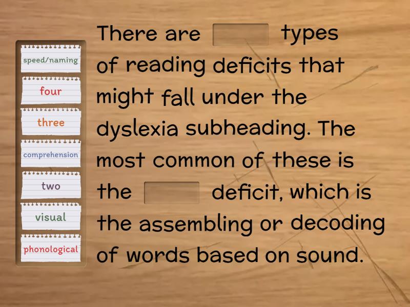 Types of Dyslexia - Que palavra está faltando?