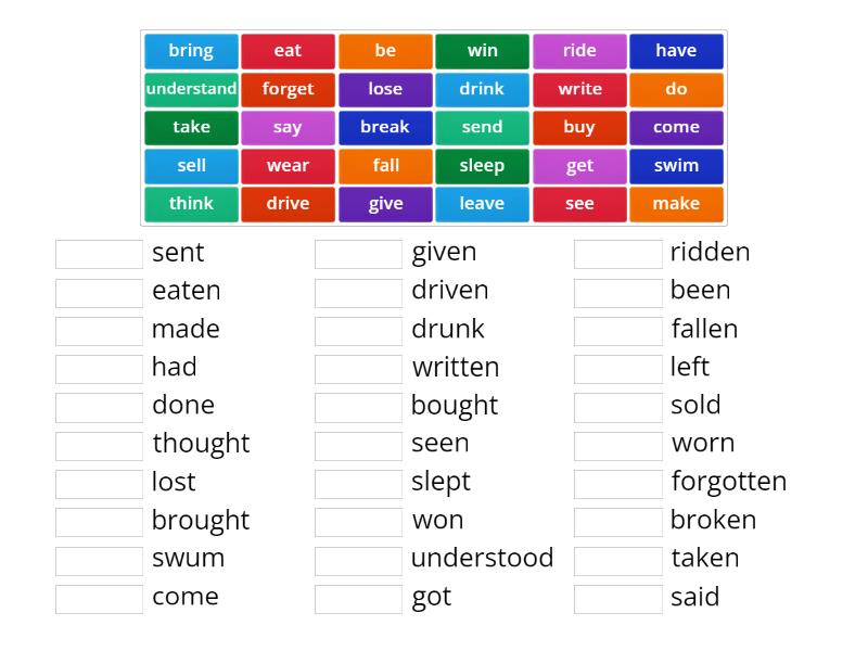 Past participle Match up