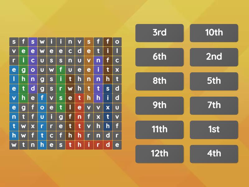 ORDINAL NUMBERS 1 12 WORDWALL intelligence overview