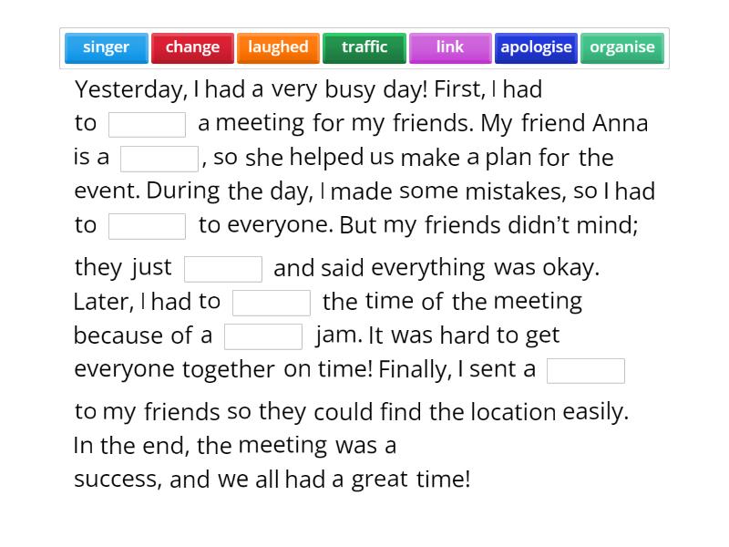 My Busy Day - Complete the sentence