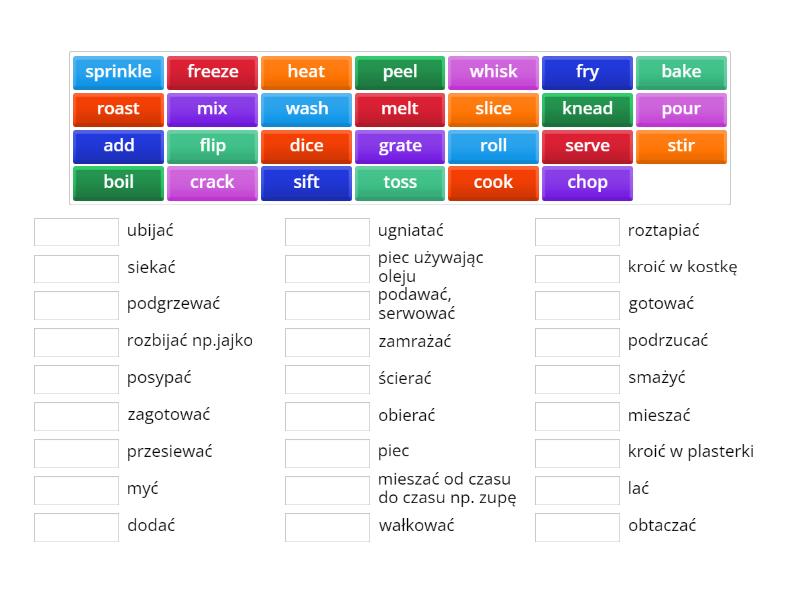 5b In the kitchen - verbs. - Match up