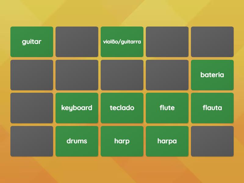 Musical instruments - encontre os pares (kids) - Combine os pares