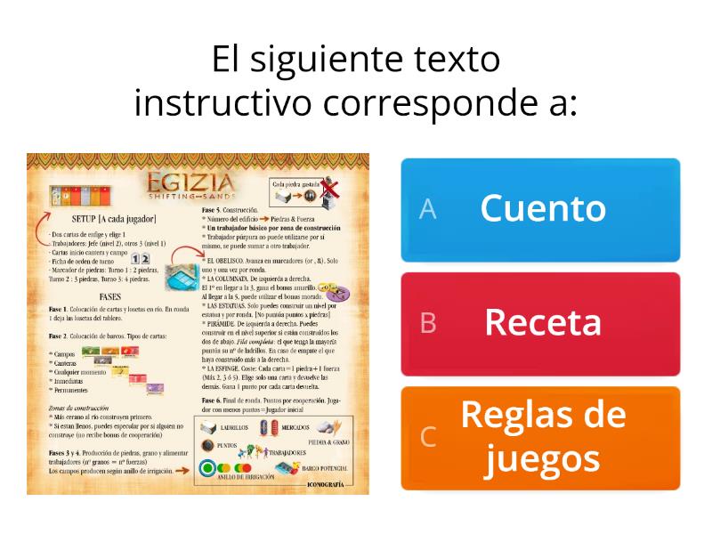 Tipos De Textos Instructivos - Quiz