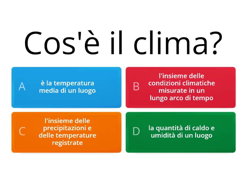 Il Clima E Le Zone Climatiche - Quiz