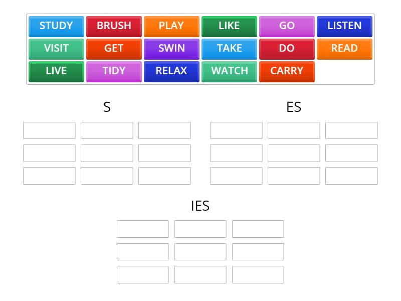 EXERCISE IN 3RD PERSON PRESENT SIMPLE - Group sort