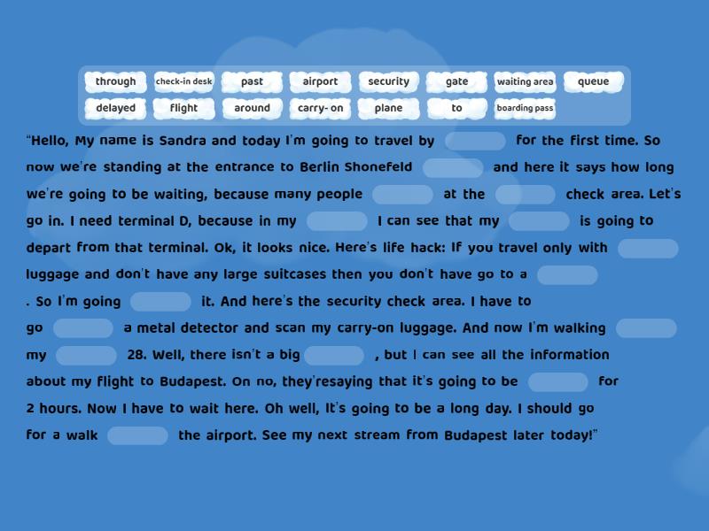 Before the flight - Complete the sentence