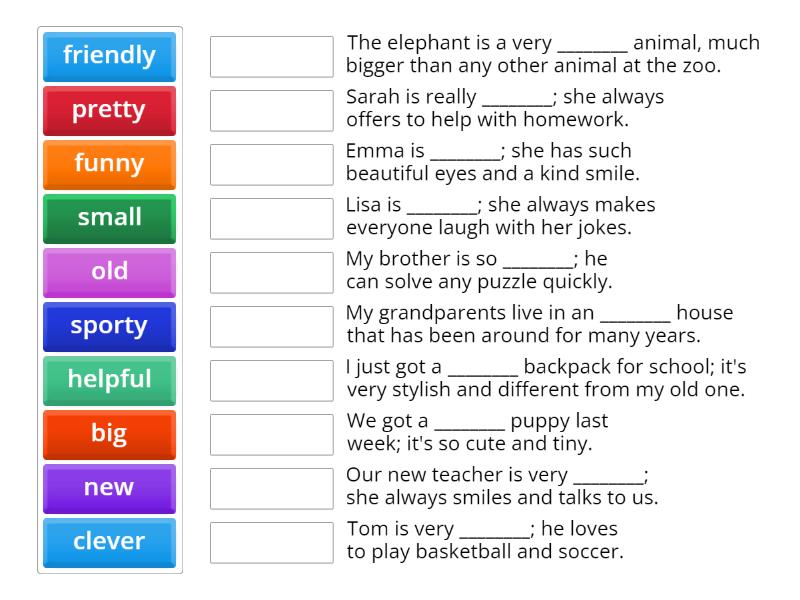Adjectives - Match up