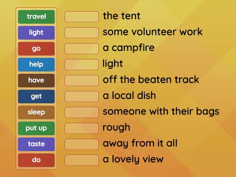 4C Travel collocations - Match up