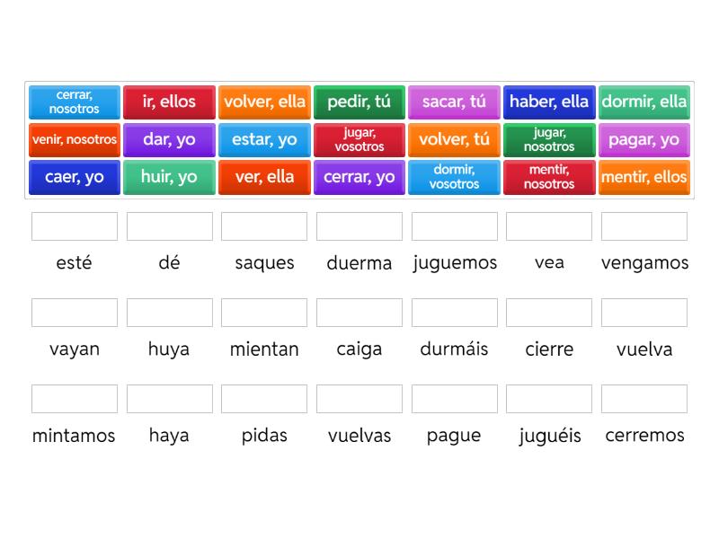 Presente de subjuntivo - verbos - Une las parejas