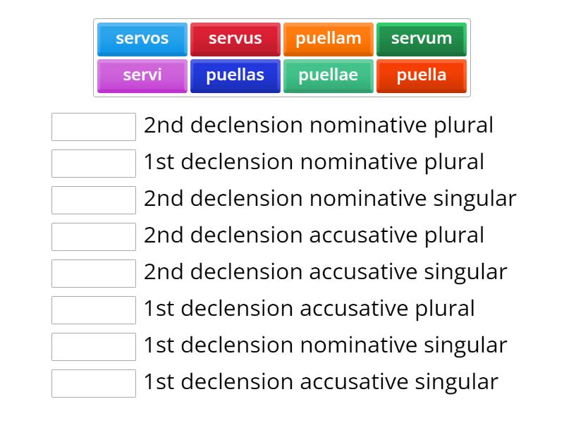 1st And 2nd Declension Endings - Match Up