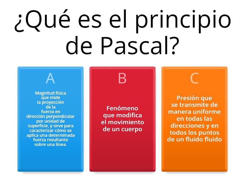 Cuiestionario Principio de Pascal - Quiz