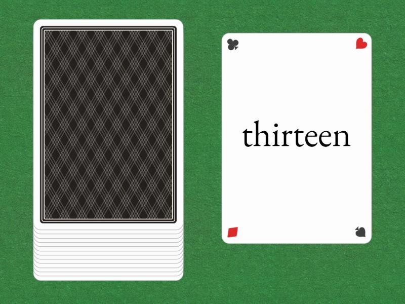 Numbers 13 19 and 30 to 90 every ten numbers speaking cards